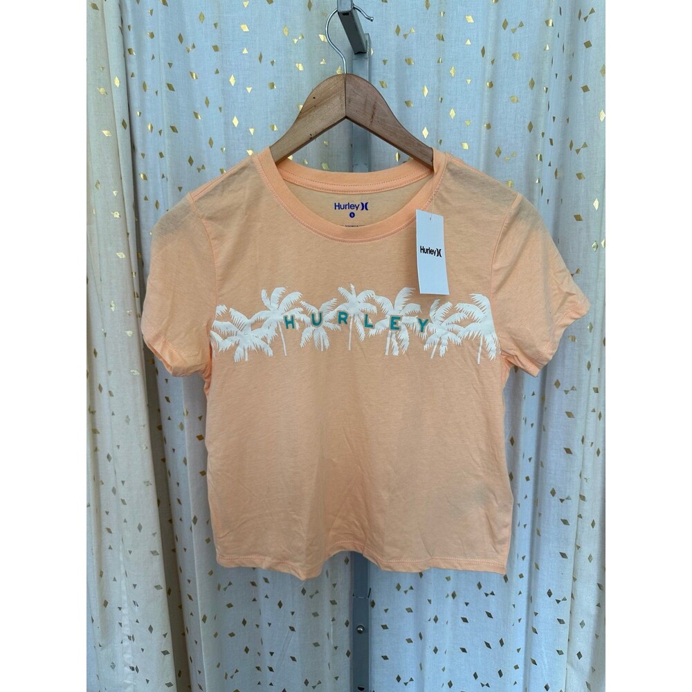 NWT Hurley 100% Cotton Graphic Beach Sand Line Up Scoop Neck Baby Tee T-Shirt S